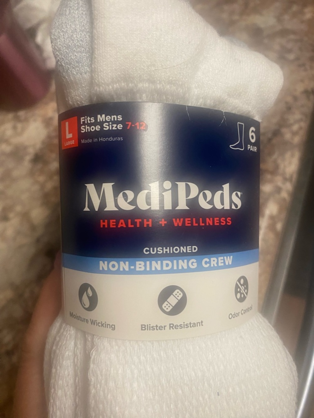 White Cushioned Non-Binding Crew Socks - Pack of 6